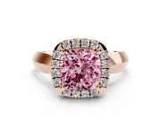 Cushion Cut Halo Engagement Ring Setting for a Fancy Pink Lab-Grown Diamond | Square Profile Band | Rose Gold