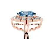Oval Scalloped Cluster Halo Engagement Ring Setting for a Fancy Blue Lab-Grown Diamond | Plain Band | Rose Gold
