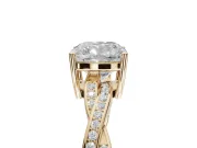 Cushion Cut Twisted Pavé Solitaire Engagement Ring Setting | Open Basket | Yellow Gold