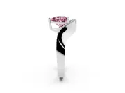 Heart-Shaped Bypass Solitaire Engagement Ring Setting for a Fancy Pink Lab-Grown Diamond | Pavé Ribbon | White Gold