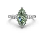 Marquise Pavé Engagement Ring Setting for a Fancy Green Lab-Grown Diamond | Crossover Gallery | Sterling Silver