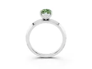 Fancy Green Marquise Cut Diamond Solitaire Engagement Ring Set in Silver with Flat Band and Prong Setting
