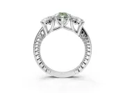 Pear-Shaped Vintage Three Stone Engagement Ring Setting for a Fancy Green Lab-Grown Diamond | Graduated Pavé | Platinum