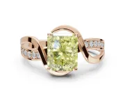 Radiant Cut Bypass Solitaire Engagement Ring Setting for a Fancy Yellow Lab-Grown Diamond | Pavé Strands | Rose Gold