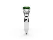 Asscher Cut Three Stone Engagement Ring Setting for a Fancy Green Lab-Grown Diamond | Wide Plain Band | Platinum
