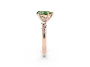 Fancy Green Pear Cut Diamond Solitaire Vine Band Ring Set in Rose gold with Round Accents and Prong Setting