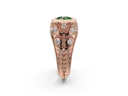 Round Vintage Bezel Engagement Ring Setting for a Fancy Green Lab-Grown Diamond | Rose Gold