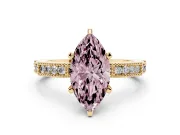 Marquise Vintage Pavé Engagement Ring Setting for a Fancy Pink Lab-Grown Diamond | Yellow Gold