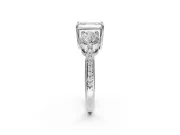 Emerald Cut Three Stone Engagement Ring Setting | Tapered Pave Band | Platinum