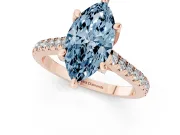 Marquise Hidden Halo Pave Engagement Ring Setting for a Fancy Blue Lab-Grown Diamond | Claw Prongs | Rose Gold