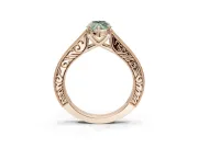 Marquise Vintage Engraved Pavé Engagement Ring Setting for a Fancy Green Lab-Grown Diamond | Milgrain Edges | Rose Gold