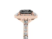 Asscher Cut Pavé Halo Engagement Ring Setting for a Black Center | Rose Gold