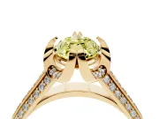 Fancy Yellow Marquise Cut Diamond Pavé Split Shank Solitaire Ring Set in Yellow gold with Prong Setting
