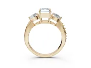 Radiant Cut Three Stone Engagement Ring Setting for a Fancy Blue Lab-Grown Diamond | Tapered Pave Band | Yellow Gold