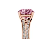 Round Split Shank Engagement Ring Setting for a Fancy Pink Lab-Grown Diamond | Pave Band | Rose Gold