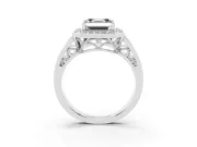 Asscher Cut Halo Engagement Ring Setting for a Black Center | Split Shank | Sterling Silver