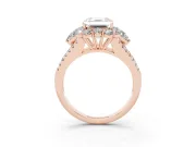 Asscher Cut Diamond Halo Split Shank Engagement Ring Set in Rose gold with Prong-Held Center Stone