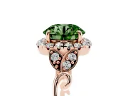 Round Halo Engagement Ring Setting for a Fancy Green Lab-Grown Diamond | Leaf Shoulders | Rose Gold