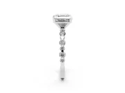 Asscher Cut Diamond Prong Set Engagement Ring Set in White gold with Round Accent Pavé Band