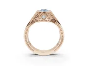 Marquise Vintage Bezel Engagement Ring Setting for a Fancy Blue Lab-Grown Diamond | Engraved Band | Rose Gold