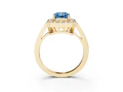 Radiant Cut Halo Engagement Ring Setting for a Fancy Blue Lab-Grown Diamond | Polished Halo Rim | Yellow Gold