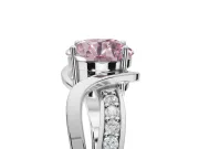 Round Bypass Solitaire Engagement Ring Setting for a Fancy Pink Lab-Grown Diamond | Pavé and Plain Strands | Platinum