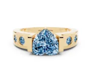 Heart-Shaped Tension Style Engagement Ring Setting for a Fancy Blue Lab-Grown Diamond | Yellow Gold