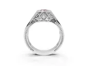 Marquise Bezel Engagement Ring Setting for a Fancy Pink Lab-Grown Diamond | Engraved Band | Platinum