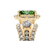 Oval Halo Split Shank Engagement Ring Setting for a Fancy Green Lab-Grown Diamond | Round Side Stones | Yellow Gold