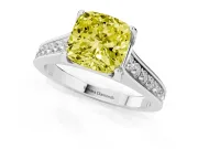Cushion Cut Graduated Pavé Engagement Ring Setting for a Fancy Yellow Lab-Grown Diamond | Platinum