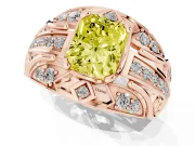 Radiant Cut Art Deco Engagement Ring Setting for a Fancy Yellow Lab-Grown Diamond | Rose Gold