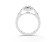 Emerald Cut Diamond Halo Pavé Engagement Ring Set in Platinum with Bezel Setting