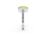 Radiant Cut Milgrain Halo Engagement Ring Setting for a Fancy Yellow Lab-Grown Diamond | Pave Band | Platinum