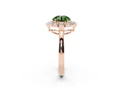 Round Scalloped Cluster Halo Engagement Ring Setting for a Fancy Green Lab-Grown Diamond | Plain Band | Rose Gold