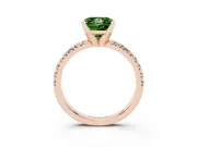 Princess Cut Pavé Solitaire Engagement Ring Setting for a Fancy Green Lab-Grown Diamond | Rose Gold
