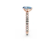Fancy Blue Pear Cut Diamond Pavé Band Solitaire Set in Rose gold with Prong Setting