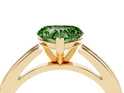 Fancy Green Heart Cut Diamond Solitaire Ring Set in Yellow gold with Prong Setting and Classic Band
