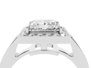 Princess Cut Diamond Halo Pavé Engagement Ring Set in White gold with Bezel Setting