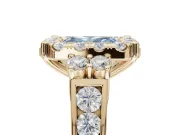 Radiant Cut Halo Engagement Ring Setting for a Fancy Blue Lab-Grown Diamond | Graduated Channel Band | Yellow Gold