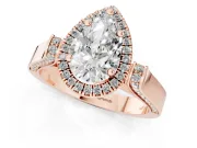 Pear-Shaped Halo Engagement Ring Setting | Pavé Panel Shoulders | Rose Gold
