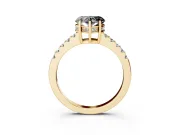 Heart-Shaped Hidden Halo Engagement Ring Setting for a Black Center | Yellow Gold