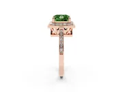 Princess Cut Halo Engagement Ring Setting for a Fancy Green Lab-Grown Diamond | Polished Halo Rim | Rose Gold