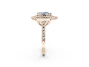 Pear-Shaped Double Halo Engagement Ring Setting for a Fancy Blue Lab-Grown Diamond | Rose Gold
