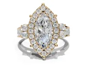 Marquise Halo Side Cluster Engagement Ring Setting | Graduated Channel Band | Yellow Gold