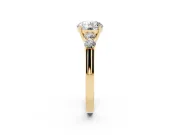 Round Close Set Five Stone Engagement Ring Setting | Yellow Gold