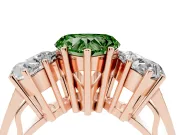 Heart-Shaped Three Stone Engagement Ring Setting for a Fancy Green Lab-Grown Diamond | Beaded Shoulders | Rose Gold