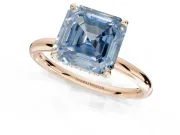 Asscher Cut Hidden Halo Ring Setting for a Fancy Blue Lab-Grown Diamond | Rose Gold