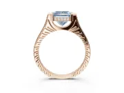 Princess Cut Vintage Cathedral Engagement Ring Setting for a Fancy Blue Lab-Grown Diamond | Carved Band | Rose Gold