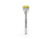Cushion Cut Hidden Halo Pave Engagement Ring Setting for a Fancy Yellow Lab-Grown Diamond | Claw Prongs | White Gold