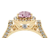 Pear-Shaped Halo Engagement Ring Setting for a Fancy Pink Lab-Grown Diamond | Pavé Panel Shoulders | Yellow Gold